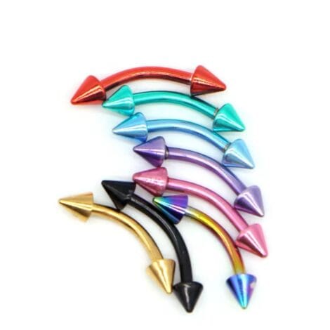 Electroplated Curved Eyebrow Barbell with Cones
