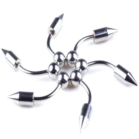 Curved Barbell with Spike and Ball, Lip Cartilage Eyebrow - Image 2