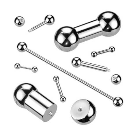 316L Surgical Steel Straight Barbell with Ball External Thread