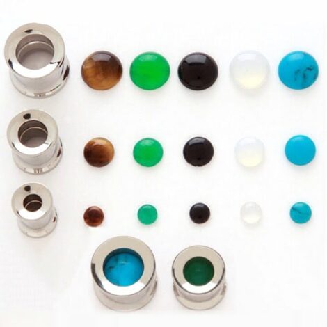 Tunnel Pairs W/ 5 Pairs Precious Stone Inter-changeable Inserts