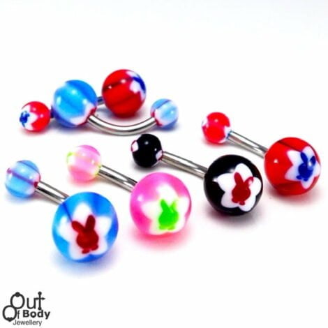 Glossy Acrylic Bunny Motif Belly Rings