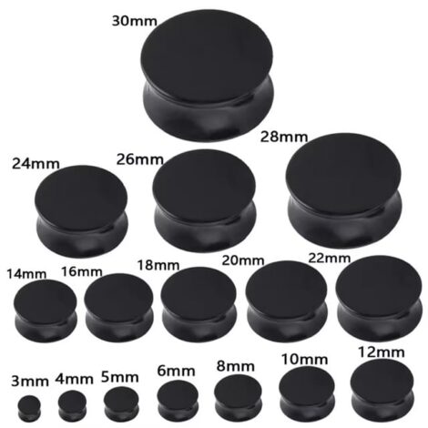 Acrylic Double Flare Black Saddle Fit Plug Pairs - Image 5