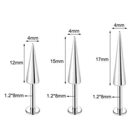 Labret Stud with Spike Tops for Lip, Cartilage, Vertical Helix - Image 2