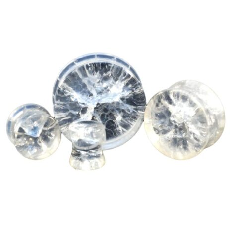 Organic Clear Quartz "Shattered Look" Saddle Fit Plug Pairs - Image 2