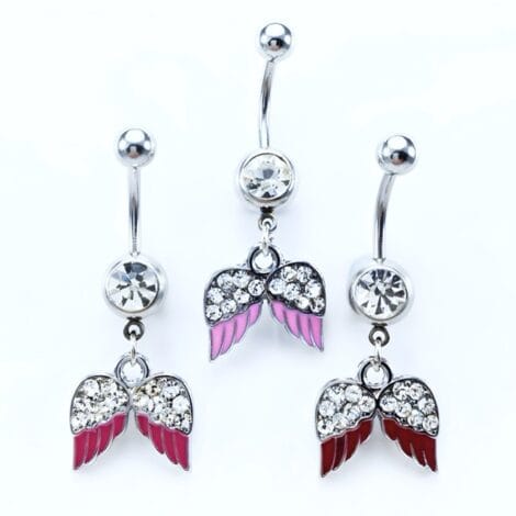 Crystal Paved Wing Belly Navel Ring