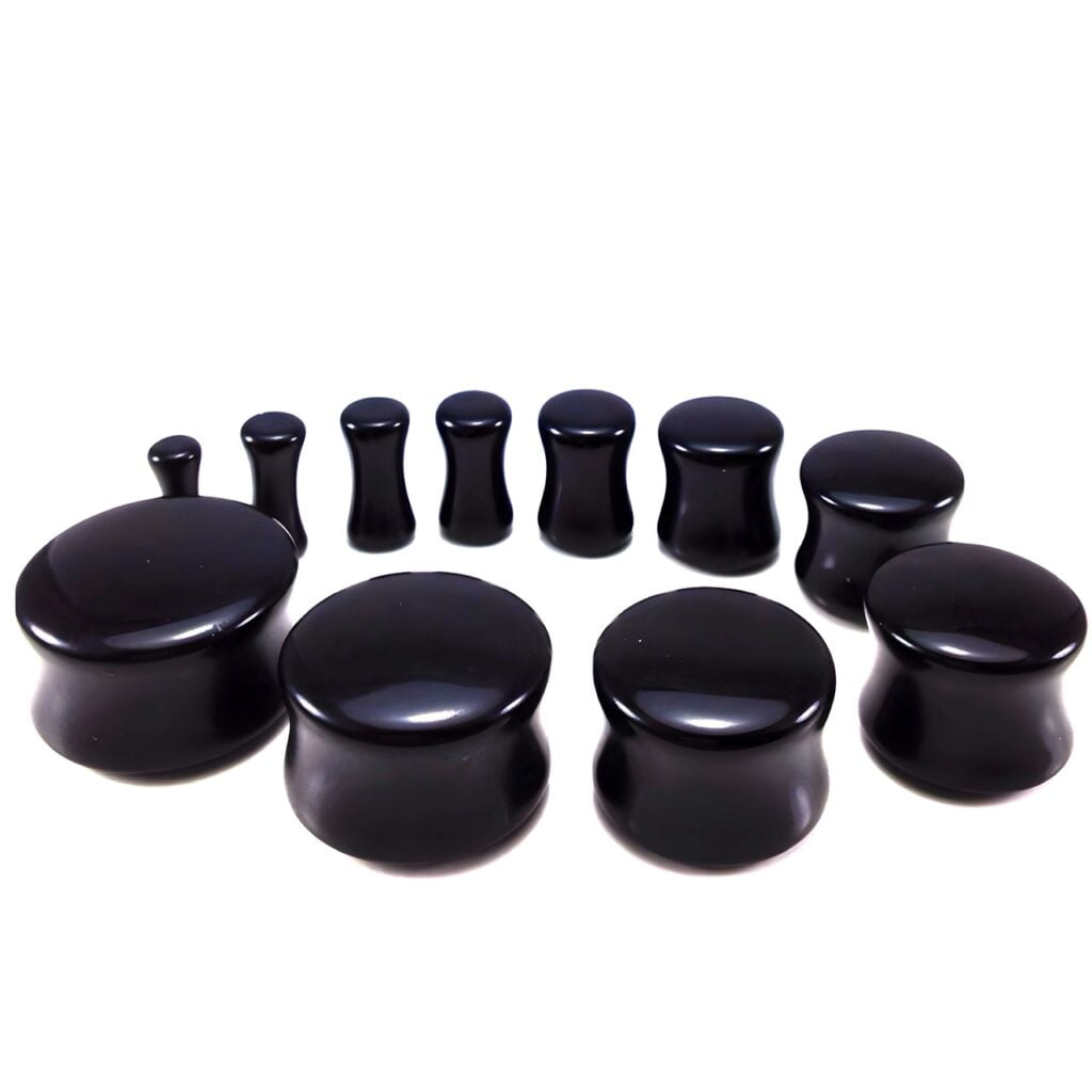 Acrylic Double Flare Black Saddle Fit Plug Pairs