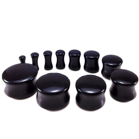 Acrylic Double Flare Black Saddle Fit Plug