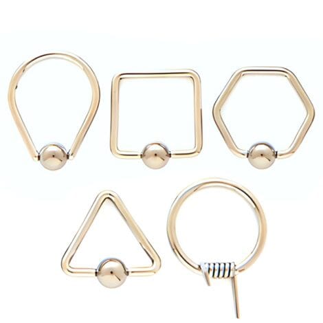 16G Unique Shaped Captive Bead Rings
