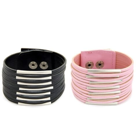 Black, Pink or White Split Layer Wristbands
