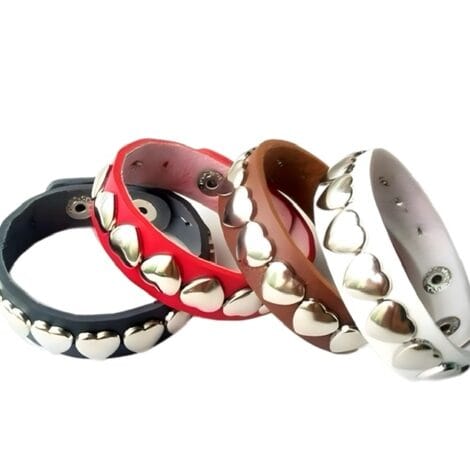 Silver Heart Rivet Wristband