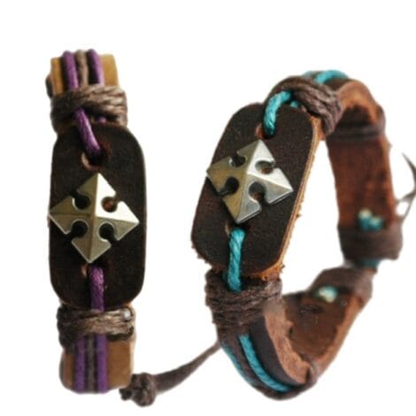 Leather Wristband With Arrow Charm