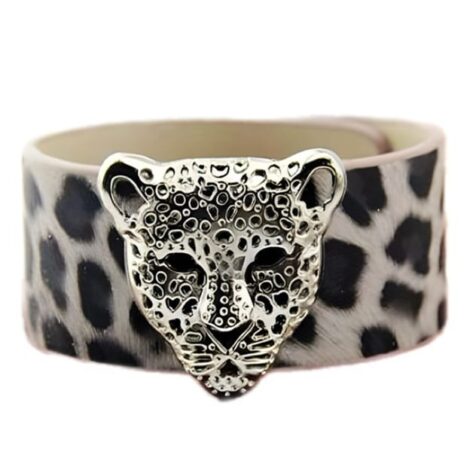 Leopard Print Wristband with Wildcat Charm - Image 2