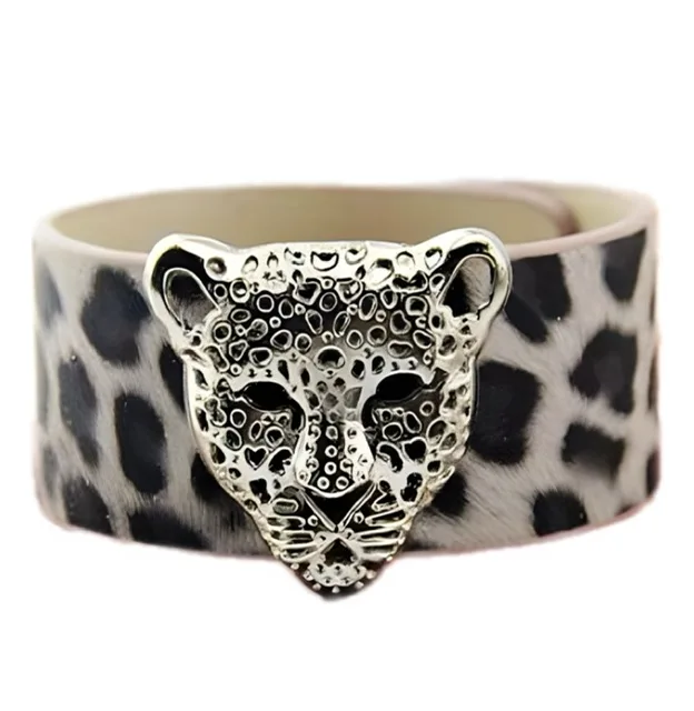 Leopard Print Wristband with Wildcat Charm