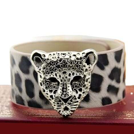Leopard Print Wristband with Wildcat Charm