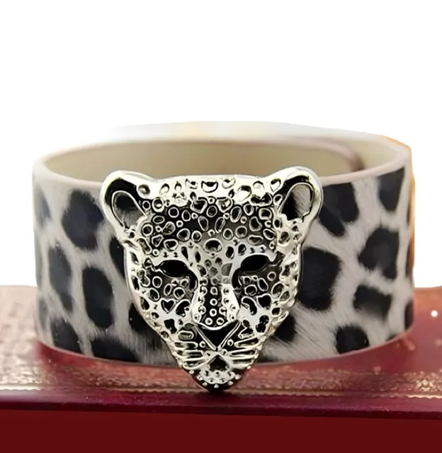 Leopard Print Wristband with Wildcat Charm