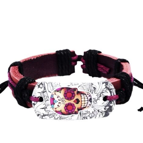 Sugar Skull Learther Wristband
