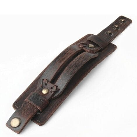 Brown Distressed Vintage Style Leather Cuff Wristband
