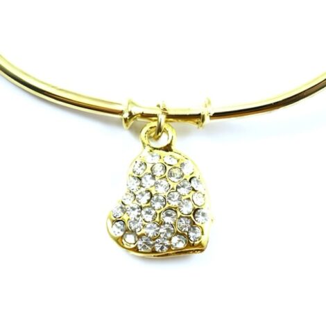 Crystal Heart Bangle in Gold or Silver - Image 2
