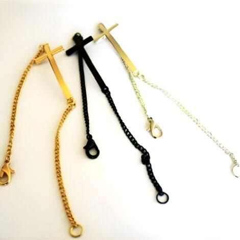 Chain Bracelet with a Gold, Silver or Black Cross