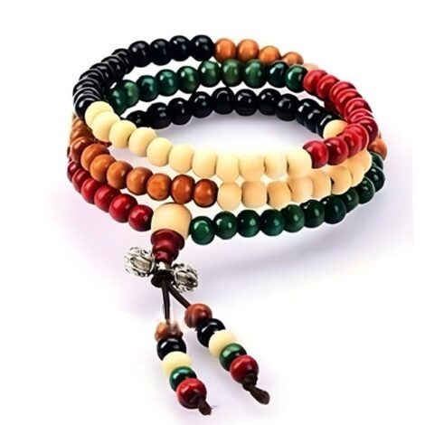 Tibetan Multicolour 8mm Prayer Beads Bracelet / Necklace - Image 3