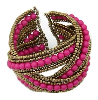 Handmade Pink Bead Wrap Bangle