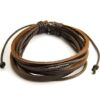 Brown Multi-Layer Leather and Cord Wristband