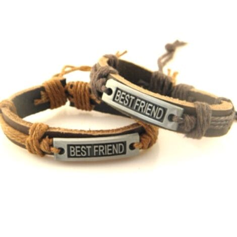 Leather and Hemp Best Friend Wristbands/ 2 PC Set
