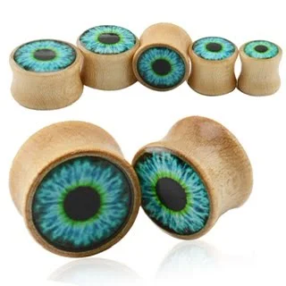 Organic Wood Saddle Fit Plug with Blue Eye
