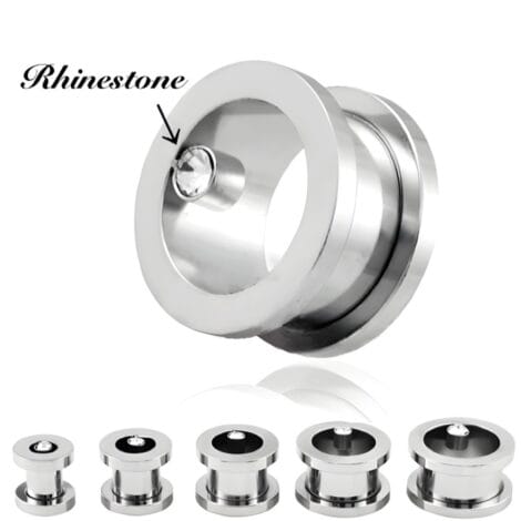 Gem Set Steel Tunnel Pairs Threaded