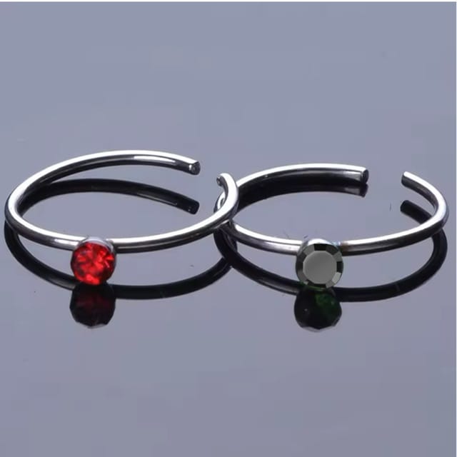 Hoop Nose Ring with CZ Gem Top