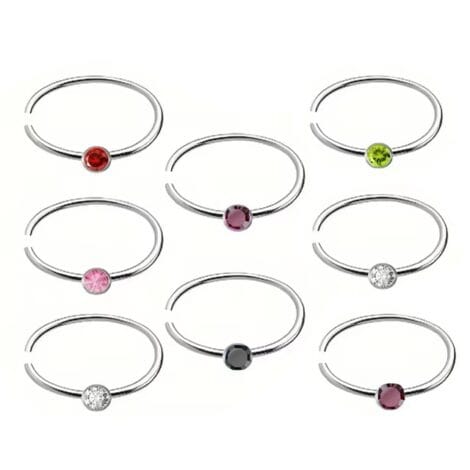 Hoop Nose Ring with CZ Gem Top