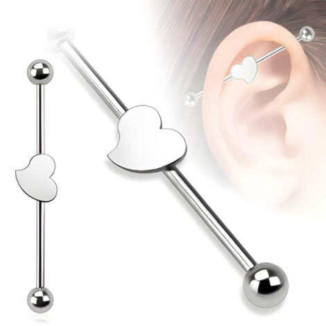 Industrial Barbell 316L Surgical Steel with Heart