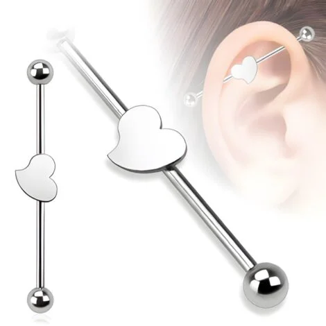 Industrial Barbell 316L Surgical Steel with Heart