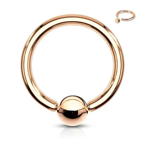 316L Steel Captive Bead Ring With Rose Gold IP