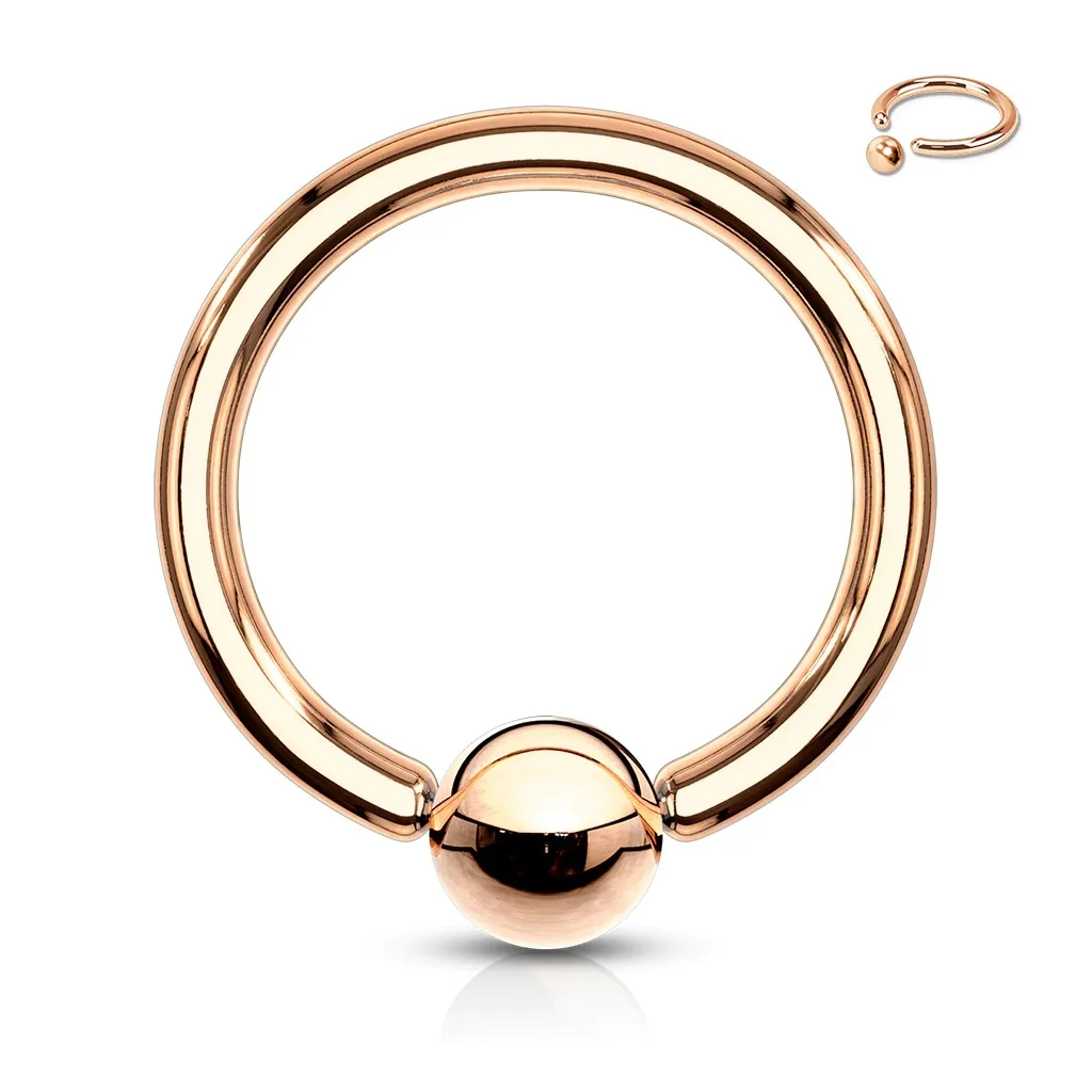 316L Steel Captive Bead Ring With Rose Gold IP