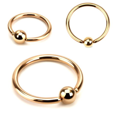 316L Steel Captive Bead Ring With Rose Gold IP - Image 2