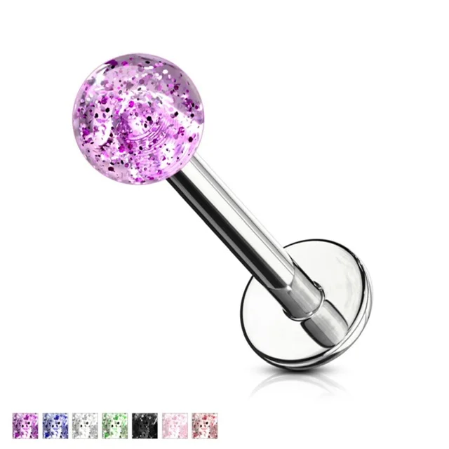 Labret with Glitter Set Acrylic UV Ball