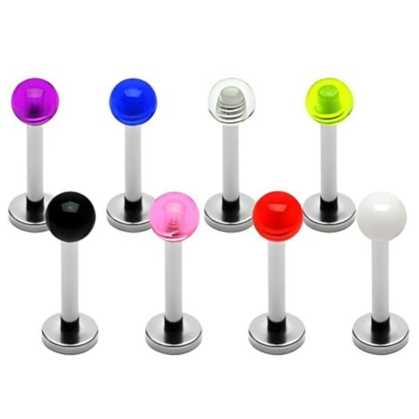 Labret with Transparent Coloured UV Acrylic Ball
