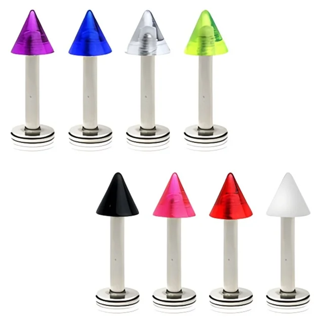 Labret with Transparent Colourful UV Acrylic Cone