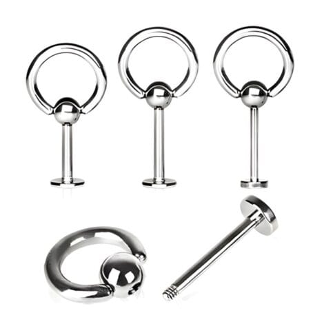Labret with Ball Top and Door Knocker Ring