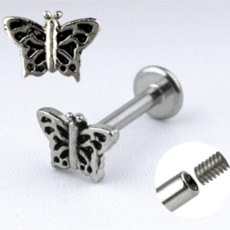 Labret with Casted Steel Butterfly Top Internal Threaded