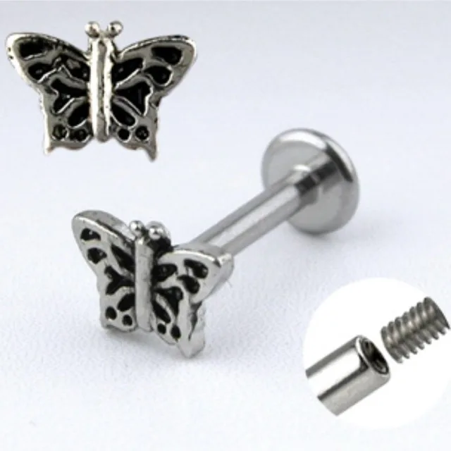 Labret with Casted Steel Butterfly Top Internal Threaded
