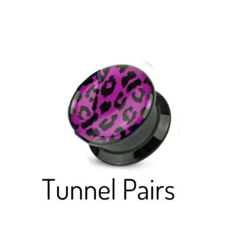 Acrylic Black Threaded Tunnel Pairs with Leopard Print - Image 2