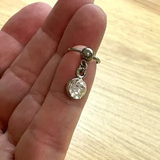 Captive Bead Ring With Dangling Solitaire Gem - Image 3