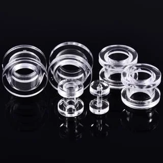 Acrylic Threaded Double Flared Clear Tunnel Pairs