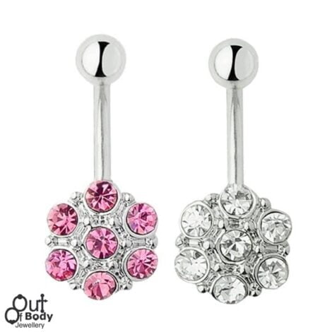 Round 7 Rhinestone Belly Navel Ring