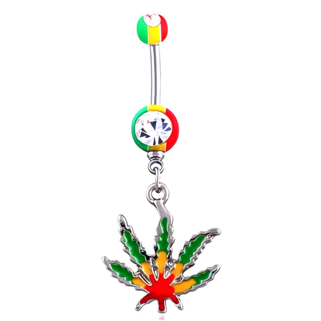 Pot Leaf Belly Ring In Raster Colours