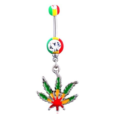 Pot Leaf Belly Ring In Raster Colours