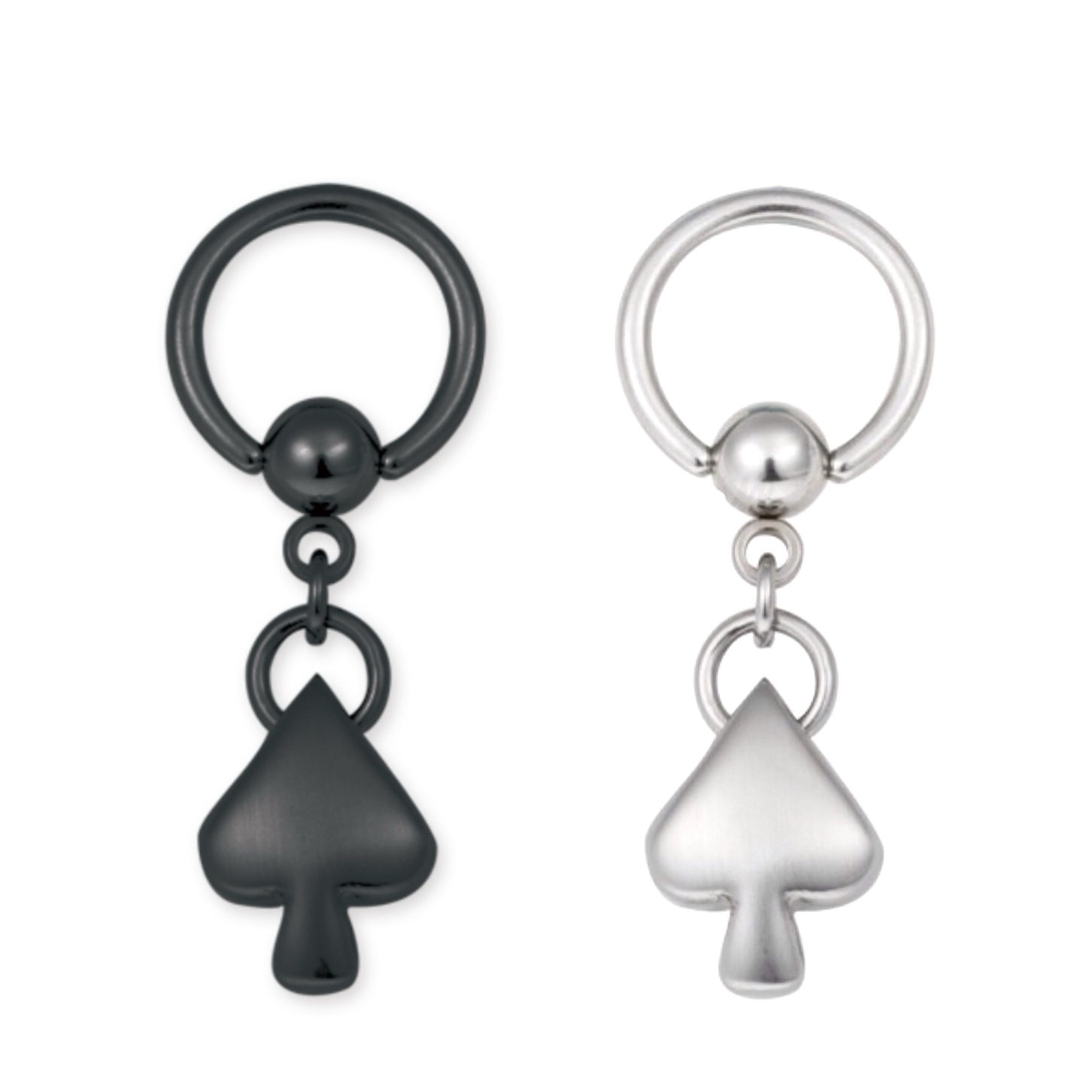 Captive Bead Ring with Dangling Spade - Image 1