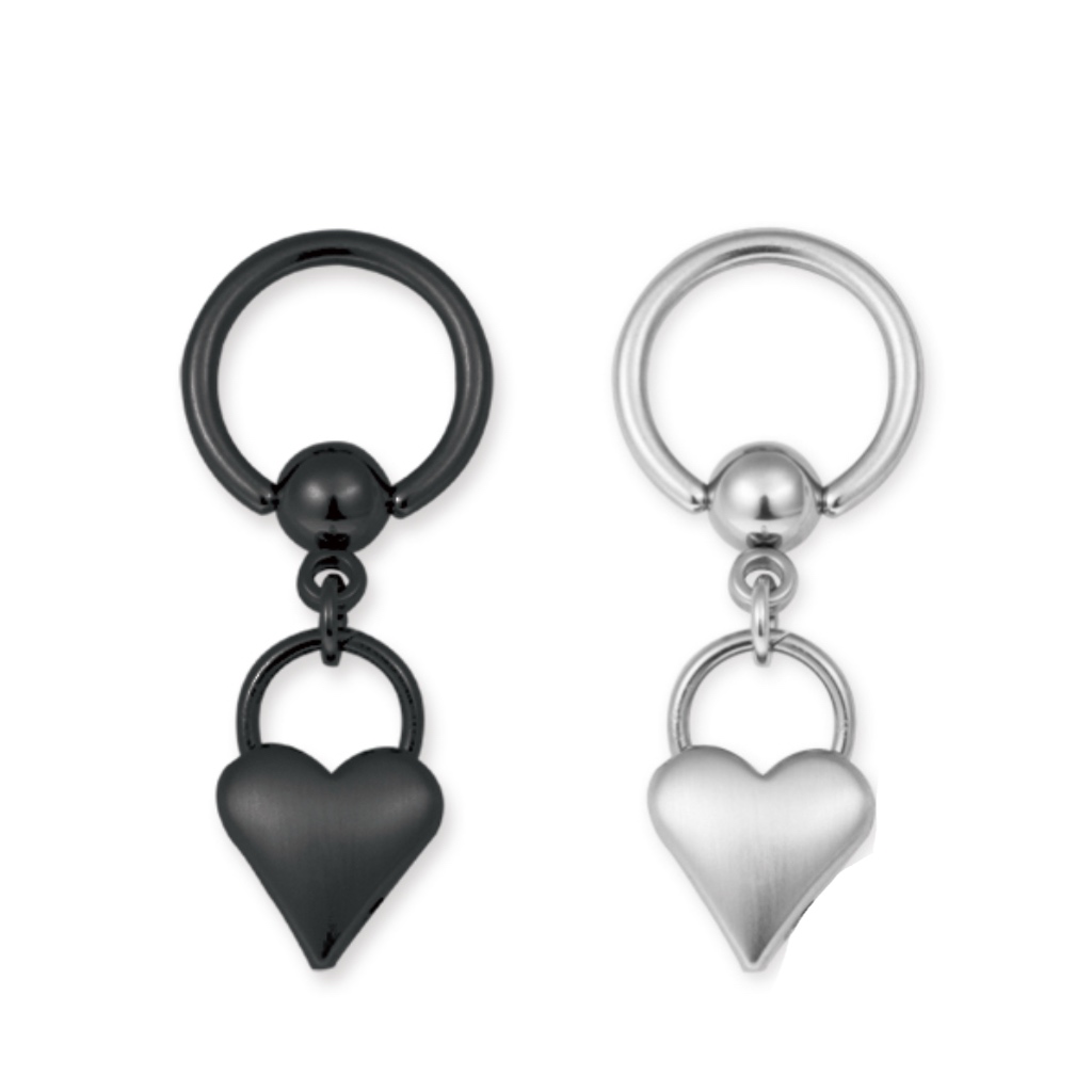 Captive Bead Ring with Dangling Puffy Heart